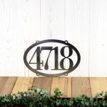 Hanging Oval Horizontal Metal House Number Plaque 5 small