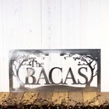 Personalized Rectangular Metal Family Name Sign with Cherry Trees 5 small