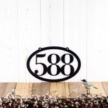 Hanging Oval Horizontal Metal House Number Sign 3 small