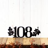 Metal House Number Sign with Autumn Oak Leaves 3 small