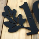Metal House Number Sign with Autumn Oak Leaves 4 small