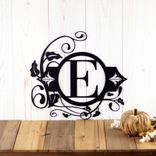 Personalized Family Last Name Initial Monogram Metal Sign, Vines & Fleur-de-lis, Custom Letter Steel Plaque for Newlywed Housewarming Gift 3 small