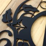 Custom Family Last Name Letter Monogram Metal Sign, Vines & Fleur-de-lis Initial Steel Plaque, Personalized Elegant Entryway Door Decor 4 small