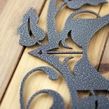 Oval Metal House Number Sign with Vines and Fleur De Lis, 4 Digit 5 small