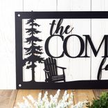 Personalized Family Last Name Metal Sign, Cedar Trees & Adirondack Chair Wall Decor, Custom Vacation Retreat Plaque for Lake House or Cabin 3 small
