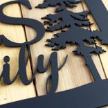 Personalized Metal Family Name and Address Sign with Adirondack Chair and Cedar Trees 2 small