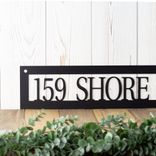 Personalized Horizontal Hanging Metal Address Sign, Custom Rustic House Number Steel Plaque, Outdoor Numbers for Lake Home Entryway 3 small