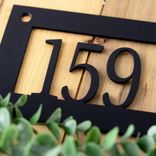 Personalized Horizontal Hanging Metal Address Sign, Custom Rustic House Number Steel Plaque, Outdoor Numbers for Lake Home Entryway 2 small