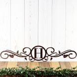 Personalized Family Last Name Letter Monogram Metal Sign, Decorative Scrollwork with Vines & Leaves, Custom Wedding Couple Initial Wall Art 3 small
