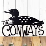 Custom Metal Family Name Sign with Lake Loon 5 small