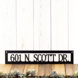 Personalized Rectangular Metal Family Name and Address Sign with Lake Loon, Script Lettering 4 small