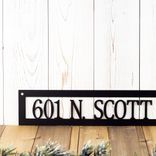 Personalized Rectangular Metal Family Name and Address Sign with Lake Loon, Script Lettering 5 small