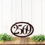 Hanging Oval Metal House Number Sign 3 small