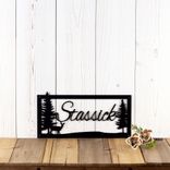 Personalized Rectangular Metal Family Name Sign with Doe Deer, Script Lettering 4 small