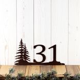 Metal House Number Sign with Pine Trees 3 small
