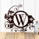 Custom Family Last Name Letter Monogram Metal Sign, Vines & Fleur-de-lis Initial Steel Plaque, Personalized Elegant Entryway Door Decor 1 small