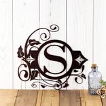 Personalized Metal Monogram Sign with Vines and Fleur De Lis 1 small