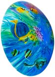 Blue Ocean 24 inch glass diameter painted chandelier 2 small