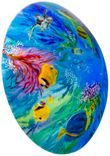 Blue Ocean 24 inch glass diameter painted chandelier 3 small