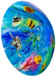 Blue Ocean 24 inch glass diameter painted chandelier 4 small