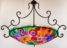 Glass Garden Enchantment 33 inch glass diameter painted chandelier 4 small