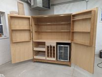 Cherry, Curly Maple and Brass Bourbon Cabinet 3 small