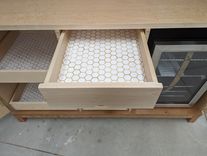 Cherry, Curly Maple and Brass Bourbon Cabinet 5 small