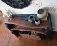 Live edge walnut with epoxy resin inlay dining console 5 small