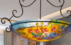 Painted Desert 33 inch glass diameter painted chandelier 1 small