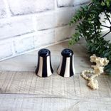 Black and White Striped Decor Salt & Pepper Shakers Hand painted Striped Decor 2 small