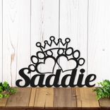 Personalized Dog or Cat Metal Name Sign with Heart Paws, Custom Royal Princess Tiara Steel Plaque, Regal Queen Diva Pet Wall Art with Crown 1 small