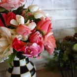 Courtly Vase Vintage Rose Flower Arrangement Black White Check Vase Buffalo Check Vase 4 small