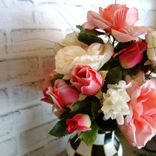 Courtly Vase Vintage Rose Flower Arrangement Black White Check Vase Buffalo Check Vase 2 small