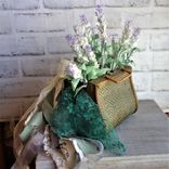 Old Wood Purse Lavender Floral Arrangement Centerpiece Lavender Flowers 2 small