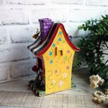 Hand Painted Whimsy Black and White Check Birdhouse Clock 3 small
