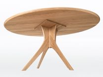 Oval Dining Table With Mid Century Modern Pedestal Base In Solid White Oak "Kapok Table" 4 small