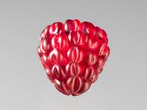 One Realistic Glass Red Raspberry Sculpture, Hand Blown and Life-Sized 2 small