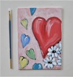 Original Pink Heart Acrylic Painting, 5" X 7", Heart Art On Canvas Board 1 small