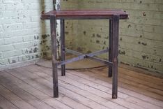 Southern Industrial Design Modern End Table With Reclaimed Wood Top. Rustic/Steel/Wood 1 small
