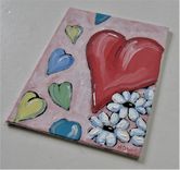 Original Pink Heart Acrylic Painting, 5" X 7", Heart Art On Canvas Board 4 small