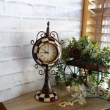 Courtly Clock Hand Painted Black And White Checks Clock Whimsy Checked Clock 5 small
