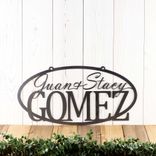 Personalized Hanging Oval Couple's First and Last Name Metal Plaque 1 small