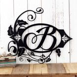 Personalized Family Monogram Letter Metal Sign, Ivy Vines, Scrolls and Fleur-De-Lis Victorian Style Wall Art, Decorative Initial Plaque 1 small