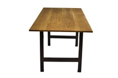 Oak Dining Table, Solid Wood Dining Table, Kitchen Table With Metal Legs, Farmhouse Dining Table 2 small