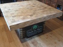 Square Tiled Wormy Chestnut Dining Set 2 small