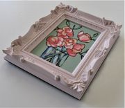 Original Acrylic Floral Painting In Ornate Pink Frame 3 small