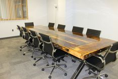 10 X 4 Reclaimed Conference Table With Steel I Beam Base. 2 small