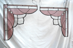 Stained Glass Lace Curtains Pair, Cafe Curtains, Stained Glass Window Corners, Corner Room Dividers 5 small