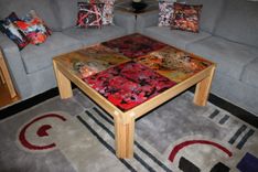 Unique One-Of-A-Kind 4-Square Handmade Square Coffee Table 1 small