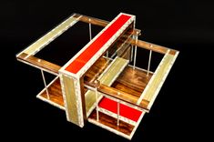 Custom Industrial Contemporary Eclectic Modern Wood Metal Glass Coffee Table 6 small